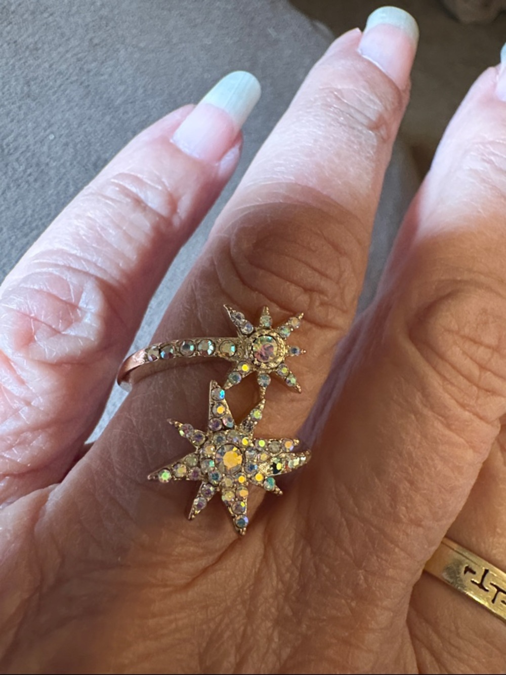 Kirks Folly Aurora Starburst Ring in Gold Tone Setting